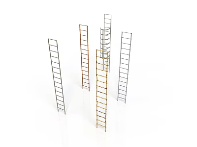 Household Ladders With Silver Gold Brown Colors For Home Daily Use 3d model