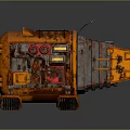 Rusty Orange Mechanical Device with Antennas and Support Legs in Vintage Industrial Style
