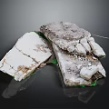 Damaged Old White Furniture Wooden Planks With Stained Surface Green Edges And Reflection