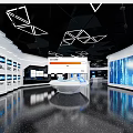 Modern Technology Exhibition Hall Interior Design With Digital Screens Interactive Displays And Sleek Lighting