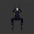 Mechanical Quadruped Robot Character With Yellow Black Body Antenna And Weapon
