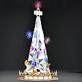Illuminated Decorative Tower Model With Colorful Fireworks Ornate Base And Geometric Patterns 3d model
