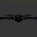 Futuristic Black Armored Character With Red Glowing Wings And Extended Arms
