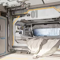 Futuristic Tech Hotel Room with Metallic Industrial Style Large Window Advanced Control Panel Number 01