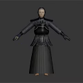 Samurai Armor Figure Holding Traditional Japanese Weapon in Detailed 3D Standing Model