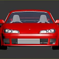 Red Two Door Sports Car With Rear Spoiler And Shiny Alloy Wheels 3D Render
