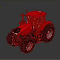 Red Agricultural Tractor With Large Wheels And Spacious Cabin 3d model