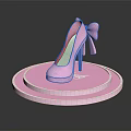 Stylish Pink High Heels With Bow On Pink Circular Display Base 3d model