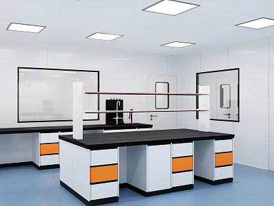 Modern microbiology laboratory clean room color steel plate corridor ceiling PVC floor 3d model