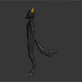 Animated Humanoid Cat Game and Movie Character With Black Body Yellow Accents