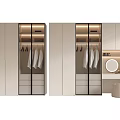 Modern Wardrobe Interior Design With Glass Doors Interior Lighting Dressing Table Mirror And Stool 3d model