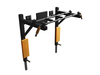 Sports Equipment Wall Mounted Metal Frame Yellow Padding Home Gym Strength Trainer Pull Up Exercises 3d model
