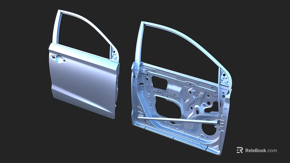 Automotive Car Door Frame Structure With Metal Components And Internal Openings 3d model 