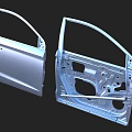 Automotive Car Door Frame Structure With Metal Components And Internal Openings