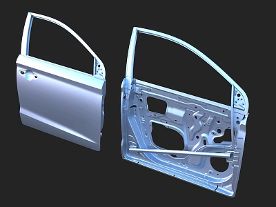 Automotive Car Door Frame Structure With Metal Components And Internal Openings 3d model