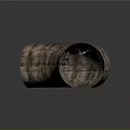 Cartoon Style Industrial Tunnel With Metal Rings Chains And Distant Light
