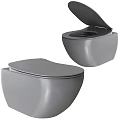 Modern Black Toilet With Sleek Design Wall Hung Style Closed And Open Lid