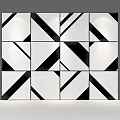 Geometric Patterned Tile Wall Design With Recessed Lighting And Textured Surfaces