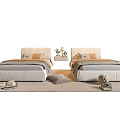 Modern Single Bed Interior With Upholstered Headboard Soft Bedding Pillows And Nightstand Decor