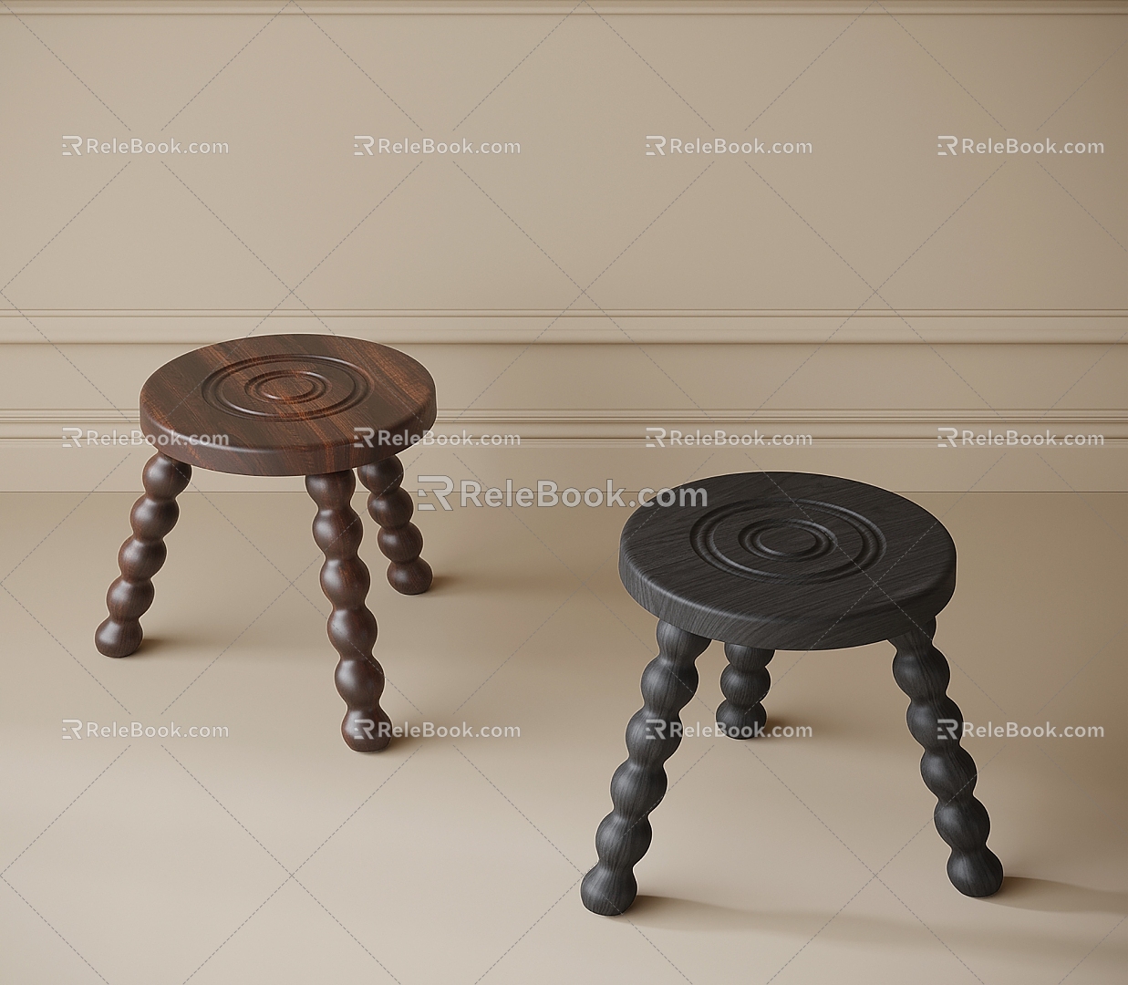 Modern Stool Shoe Changing Stool Wooden Stool 3d model