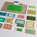 Basketball court, football field, badminton court, volleyball court, table tennis court, activity court 3d model