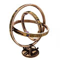 Elegant Decorative Ornament Set with Metallic Circular Rings Purple Gemstone Accents and Sturdy Base Stand
