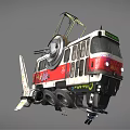 Futuristic Red And White Suspension Vehicle With Graffiti And Propulsion Wheels