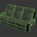 Modern Three Seater Sofa With Gray Upholstery And Dark Armrests Frame Design 3d model