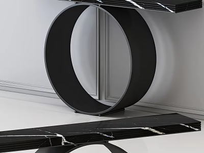 Modern Console Table Interior Design With Black Marble Top And Circular Base 3d model