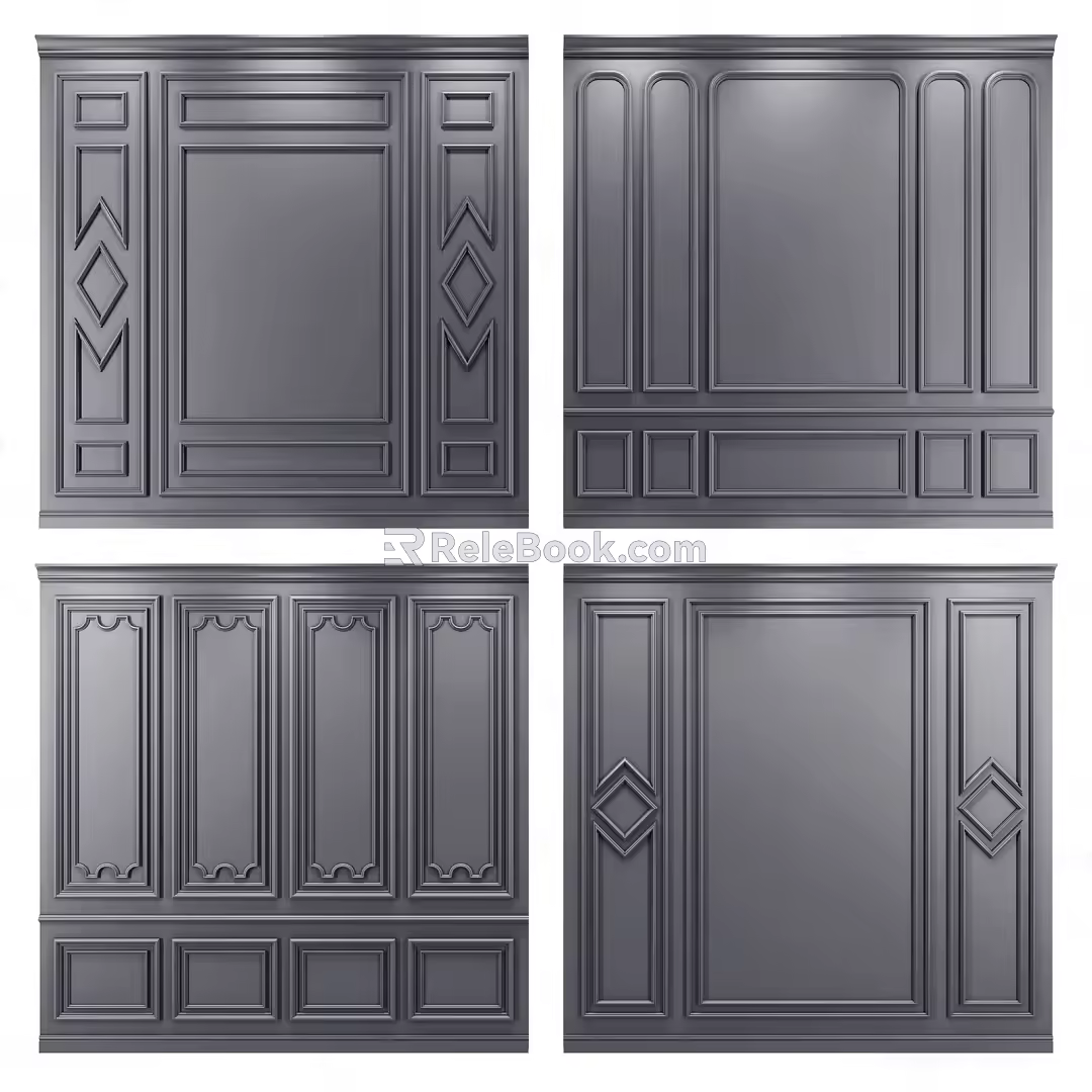 Simple European background wall line combination 3d model