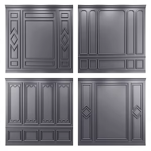 Simple European background wall line combination 3d model