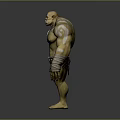 3D Model Muscular Orc Game Movie Character With Red Loincloth And Arm Wraps
