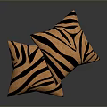 Stylish Decorative Pillows With Zebra Pattern In Gold And Black 3d model