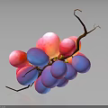 Fresh Red And Purple Grapes With Green Vine On Dark Background