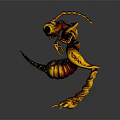 Fantasy Monster Game Movie Character Featuring Yellow Red Lava Inspired Spiked Claws And Antennae