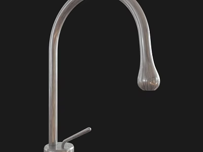Modern Stainless Steel Faucet With Curved Spout And Single Handle Design 3d model