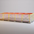 Industrial Workshop Steel Structure Frame With Red And Yellow Components And Gray Platform