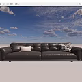 Modern Black Leather Large Sofa With Decorative Pillows And Comfortable Design 3d model