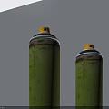 Green Swing Doors With Worn Surface In Different Sizes On Grey Floor And White Wall