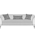 Modern White Vertical Tufted Sofa With Orange Black Cushions And Golden Legs