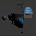 Futuristic Pink Vessel With Blue Transparent Dome Blue Interior And Thrusters