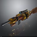 Steampunk Sci Fi Mechanical Gun With Scope Wooden Stock And Gear Details