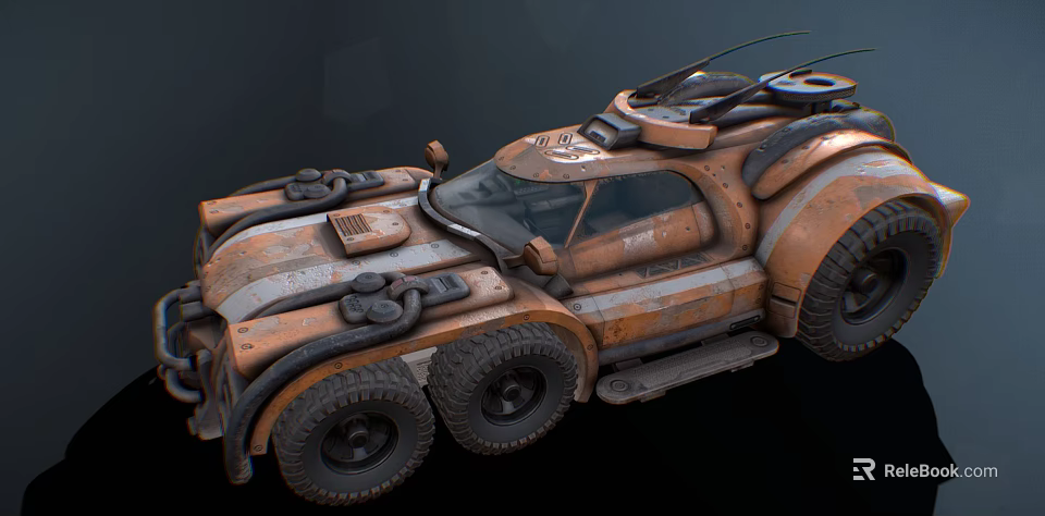 Futuristic Armored Off Road Car With Multi Wheeled Design And Mechanical Details 3d model 