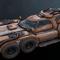 Futuristic Armored Off Road Car With Multi Wheeled Design And Mechanical Details