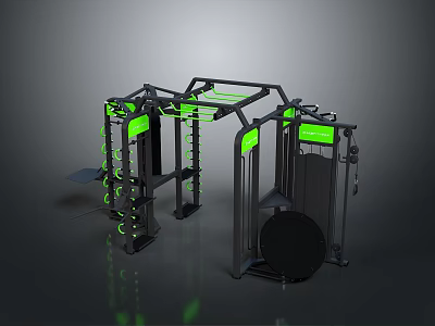 Professional Multifunctional Fitness Training Equipment With Green Accents And Cable Pulley System For Workouts 3d model
