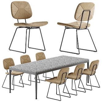 Dining table and chair combination 3d model