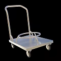 Silver Metal Hand Cart With Platform Base Wheels And Circular Ring 3d model