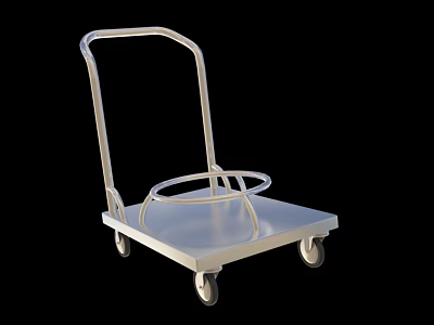 Stainless steel flatbed with barrel rack 3d model Stainless steel flatbed with barrel rack 3d model