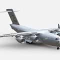 US Air Force Military Transport Aircraft With Four Engines And Tail Markings