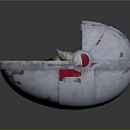 Baby Alien in White Red Detailed Pod Wrapped in Red Blanket Holding Small Object
